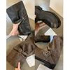 Retro Spice Girl Fashion Wide Tube Big Tube Circumference Round Head Pants Boots Thick Heel Thick Bottom Medium Length Knight Boots Women