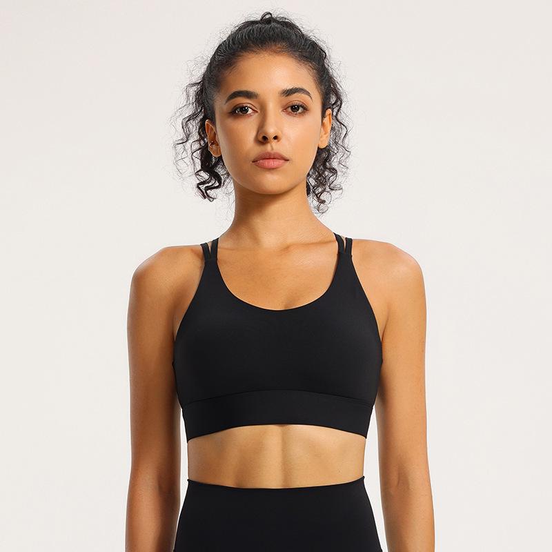 Soutien-gorge de sport de yoga antichoc à bretelles fines - Sèche rapidement, galbant et design dos magnifique