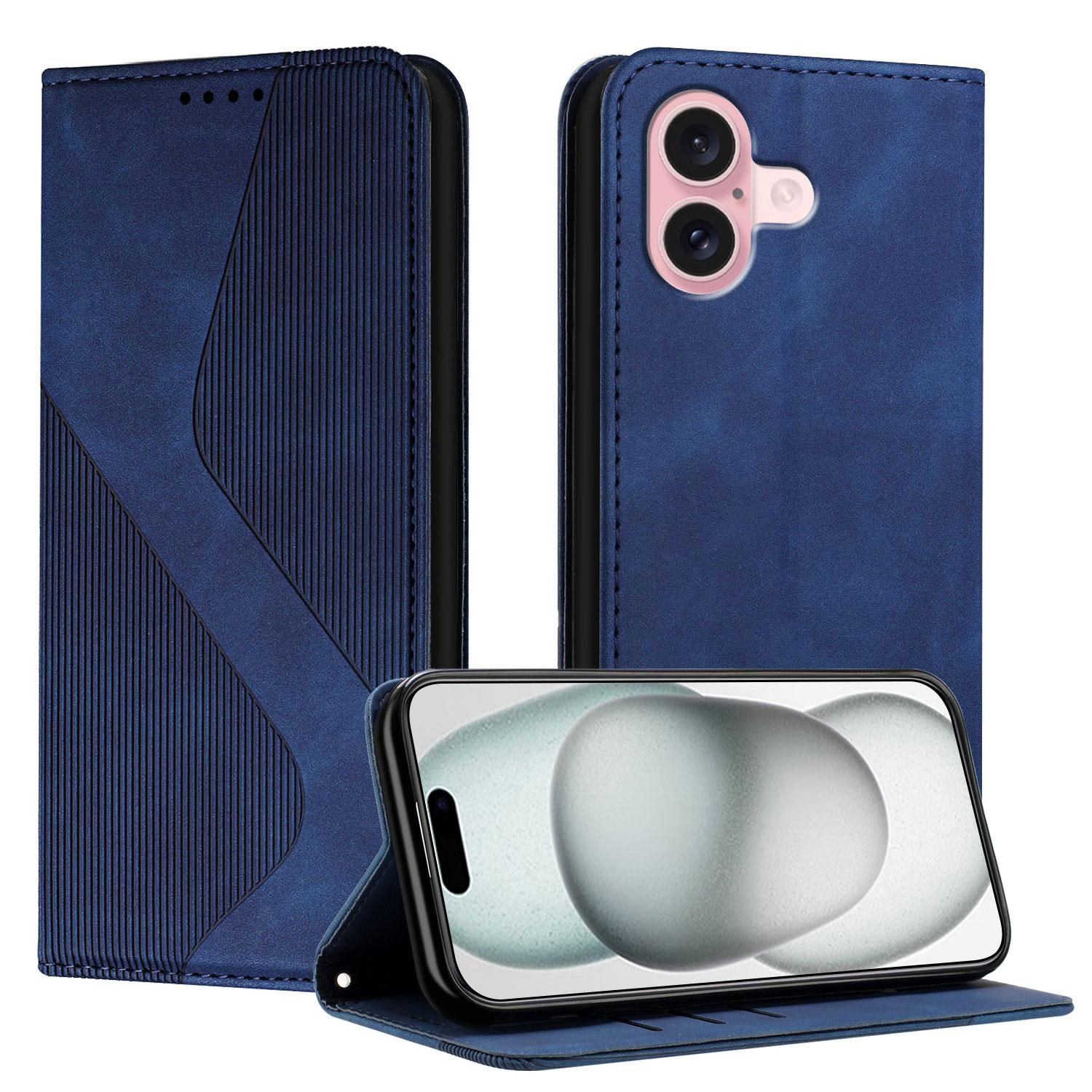 

For iPhone 16 Phone Cover Skin-touch Feel Leather Wallet Case with Stand