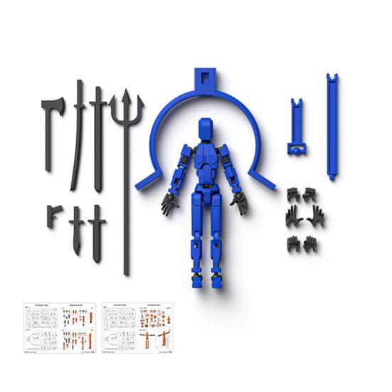 

Набор 3D-фигурок с подвижными суставами, напечатанный на 3D-принтере, сборный манекен, полноразмерный робот, игровые фигурки синий