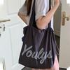 Canvas Nylon Shoulder Bag Korean Style Letter Printed Handbag Fashion Drawstring Tote Bag  Women
