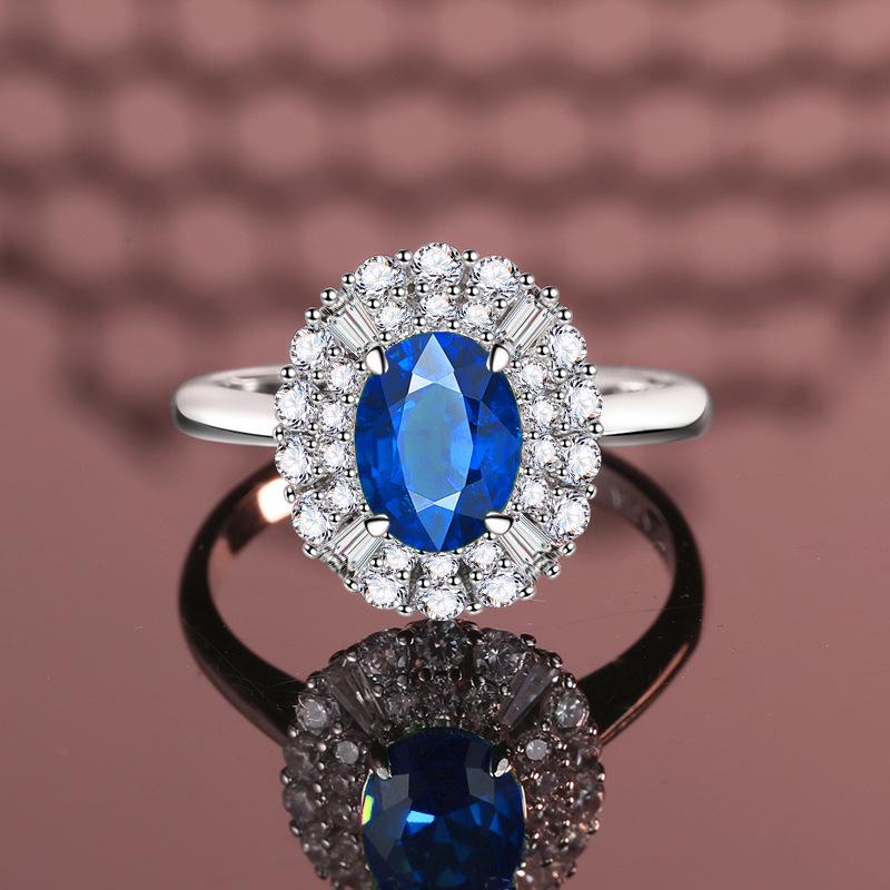 Custom Design S925 Sterling Silver Women's Ring with Green, Blue, and Pigeon Blood Red Inlaid 3 Carat Gemstones