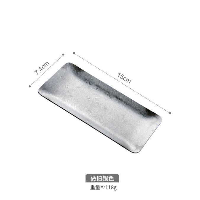 Stainless Steel Rectangular Snack Dish Outdoor Camping Retro Multi-purpose Dish