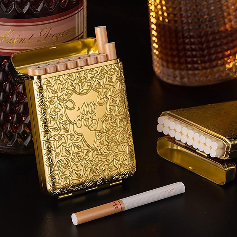 New Luxury Vintage Engraved Cigarette Case Holder Pocket Cigarette Storage Box For 16 Cigarettes Container Men'S Gift