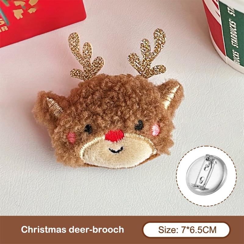 Christmas Plush Doll Brooch Christmas Tree Santa Claus Snowman Socks Pin Bag Coat Sweater Scarf Badge Pins Accessorie