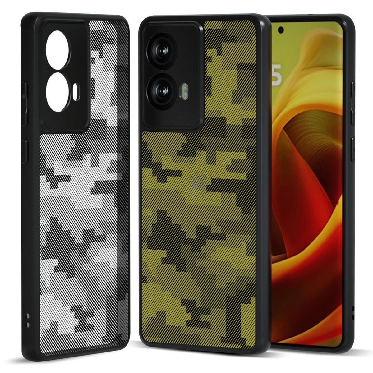 

IBMRS For Motorola Moto G85 5G/S50 Neo 5G Case TPU+PC Drop Protection Phone Cover Grid Camouflage