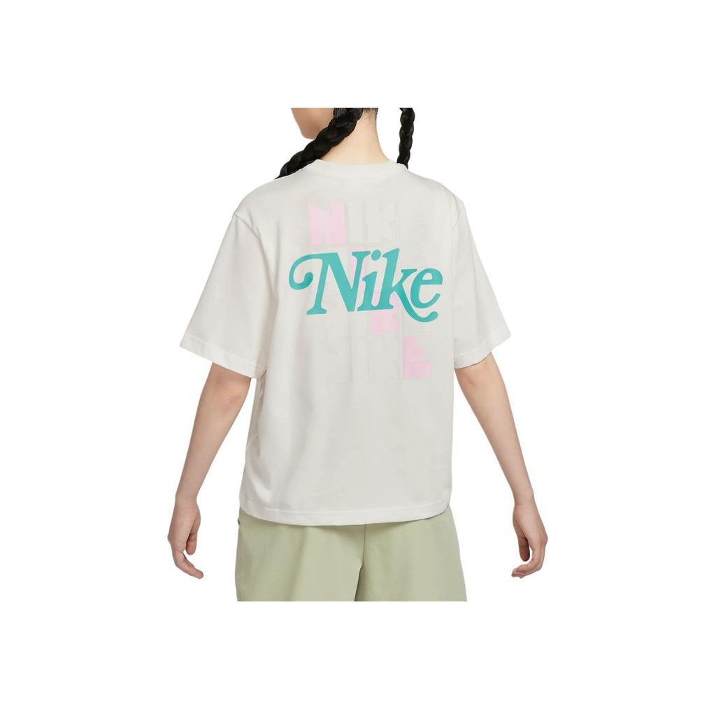 Nike Sportbekleidung Rundhals Baumwolle Lässig Bequem Vielseitig Kurzarm Atmungsaktiv T-Shirt Damen T-Shirt Segelweiß HM4581133