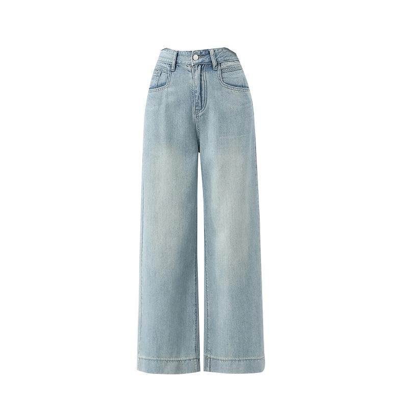 Women Summer Thin Denim Nine-Minute Pants Female Wide-Legged Wind Jeans