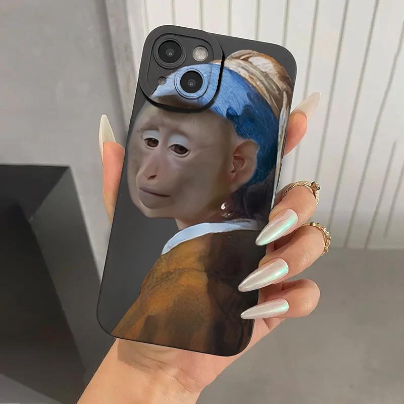

Funny Monkey Drinking Playful Art Phone Case for iPhone 17 16 15 14 13 12 11 Series Pro Max Plus Double Layer Protection iphone 14