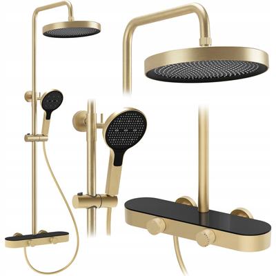 Creo Gold Rea Brushed Gold Shower Set for Surface Mounted Showers