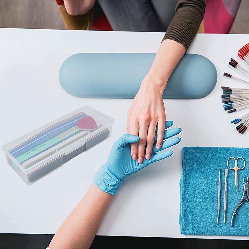 Nails Art Organizer Box Storage Tool Pen Brush Polishing Nail Buffer Files Holder Transparent Plastic Rectangle Container Salon