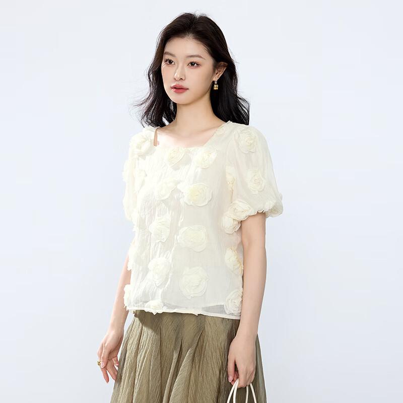 JOY SPEAKER 3D Embroidered Short-Sleeve Casual Shirt