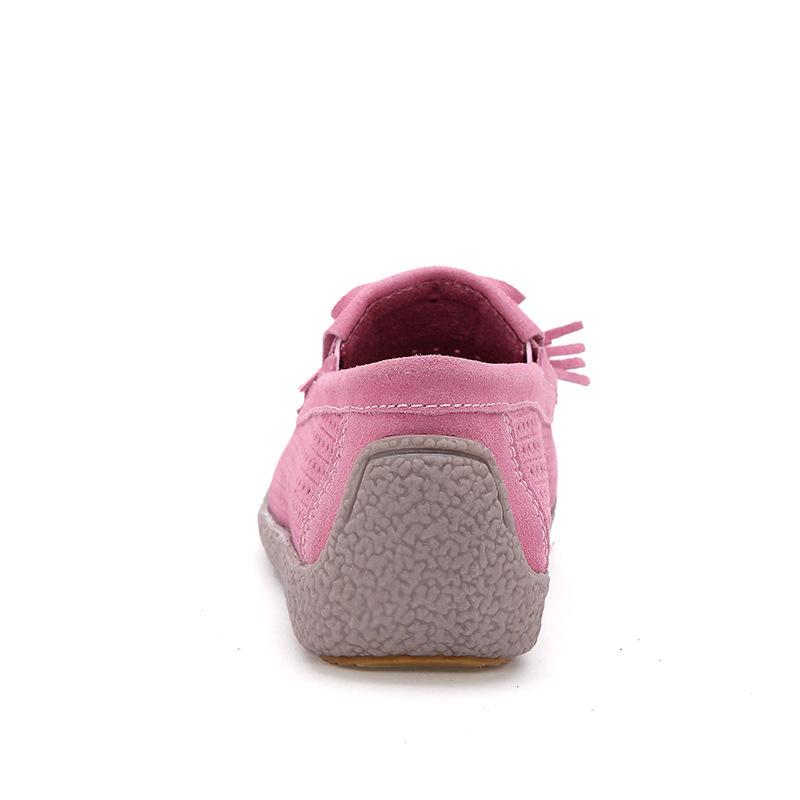 Leather Fringed Hollow Soft-soled Mother Sandals Non-slip Hole Shoes Women's Summer Engraved Flat-soled Maternity Shoes