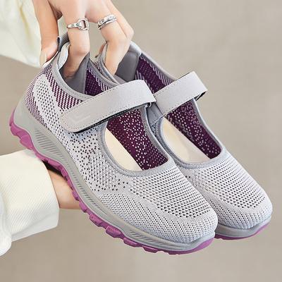 Newest Soft Bottom Flats Women Ankle Strap Casual Shoes Woman Comfortable Velcro Shallow Mouth Mom Shoes Walking Shoes For Women