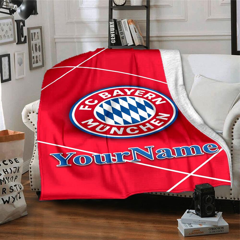 Bayern Munich Personalized Name Blanket Throw Customizable Blanket Warmthful Decor Great for Living Room Sofa Home Decor Nap Four Seasons Universal