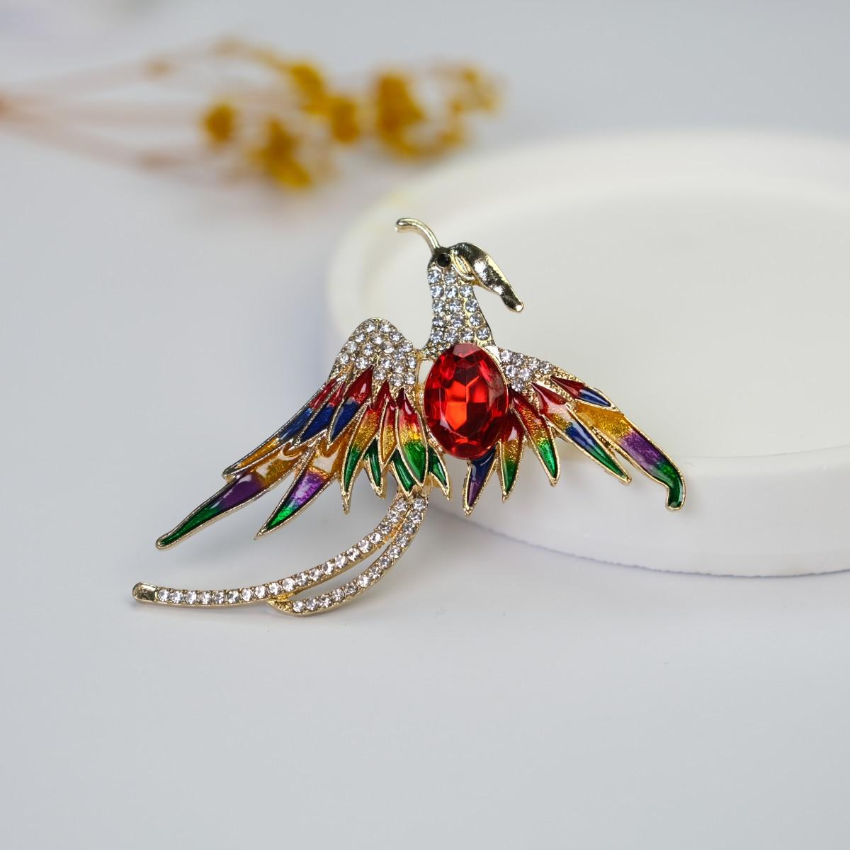 Phoenix Reborn Fire Brooch: Elegant Korean Style Drip Oil Animal Accessory