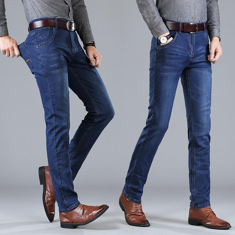 Herren Slim Elastic Jeans Mode Business Klassischer Stil Skinny Jeans Denimhosen Hosen Männlich