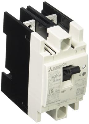 Mitsubishi Electric FA Series Earth Leakage Circuit Breaker for Control Panels, 72mm Vertical, Simple Back Wiring, NV30-FA, 2P, 15A, 100-200V, 30MA
