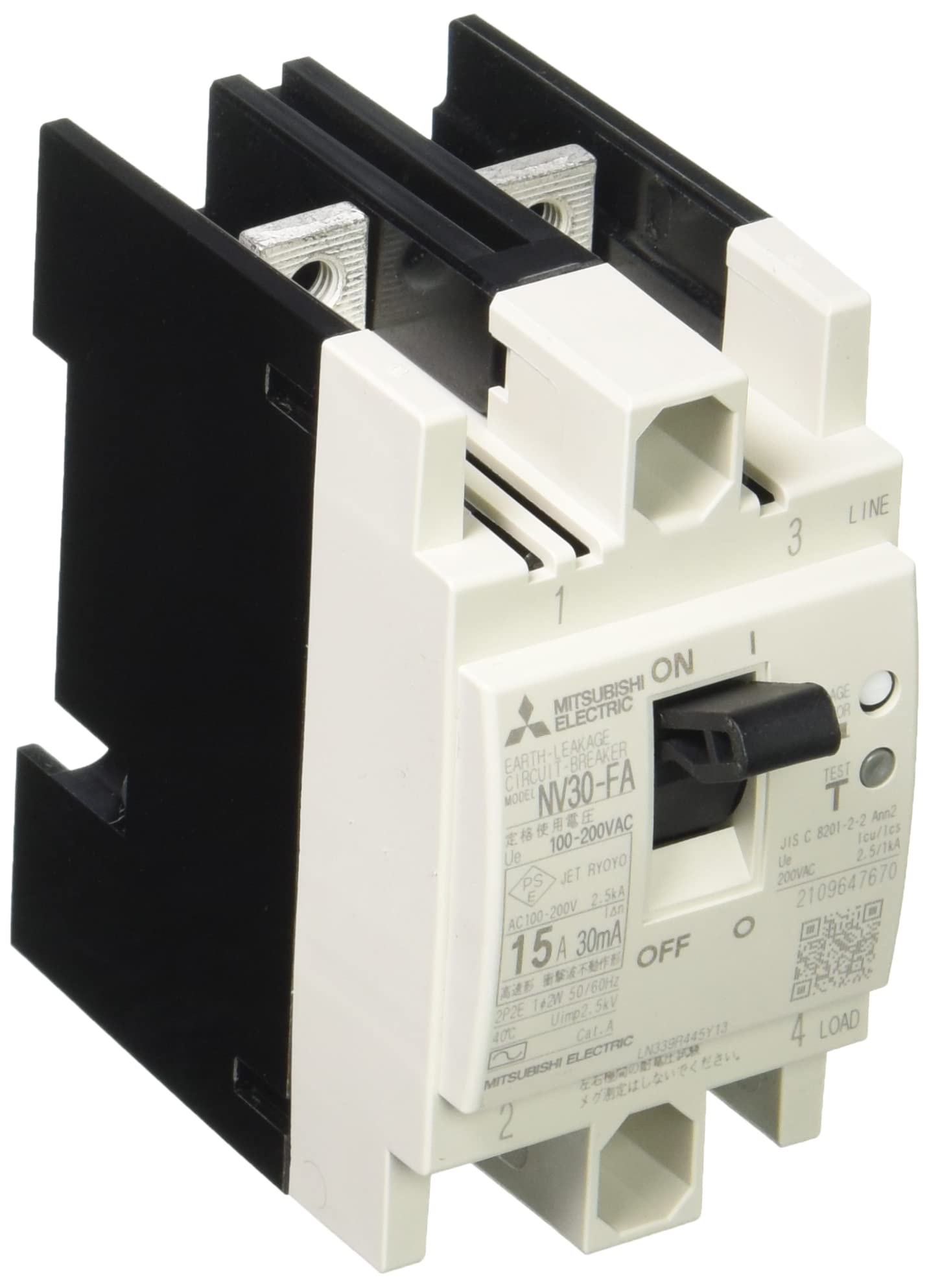

Mitsubishi Electric Earth Leakage Circuit Breaker FA Series for Control Panels Vertical Dimension 72mm Simple Back Wiring 2P 15A 30MA NV30-FA 100-200V