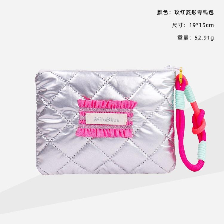 Silver Lingge Bow Pattern Coin Purses Small Canvas Coin Wallet Lady Girls Earphone Coin Key Money Storage Bag Zipper Pouch