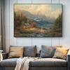 Pastorial Oil Painting, Canvas, Painting, Landscape Posters and Prints, Photographs with Mountain Rivers, Living Room Decor
