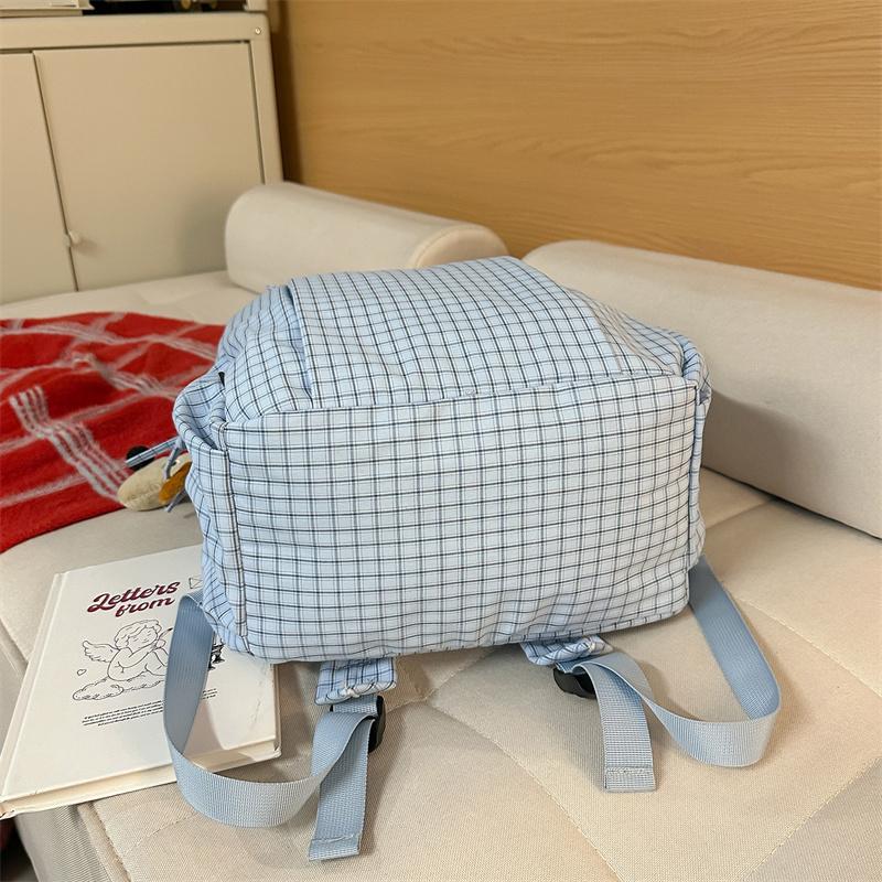 Plaid Women's College Style Backpack Large Capacity Junior Senior High School Student Schoolbag