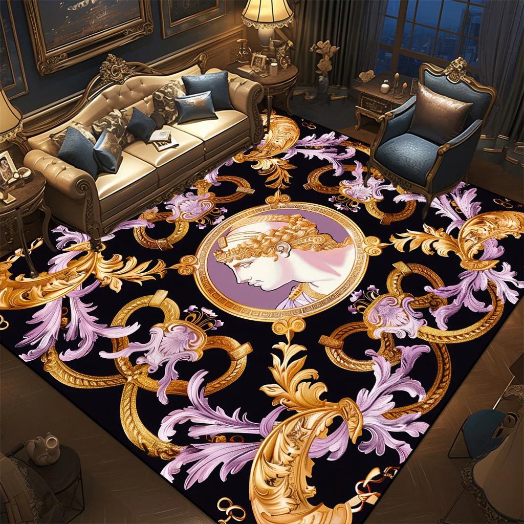 Luxury Style Golden Carpet for Living Room Washable Room Decor Lounge Rug Large Area Lobby Floor Mats Non-slip Entrance Door Mat