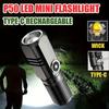 LED Mini Flashlight Type-C Rechargeable Pocket Zoom Flashlight 3 Lighting Modes Suitable for Outdoor Hiking Camping Fishing