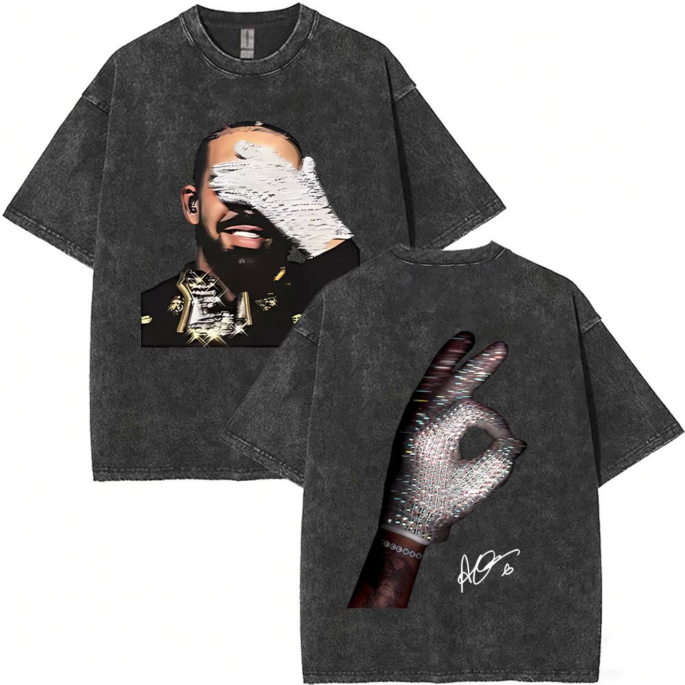 T-shirt Grafica Album ICEMAN Rapper Drake Vintage Lavato Uomo Donna Moda Hip Hop Oversize T-shirt Maschile Casual T-shirt in Cotone