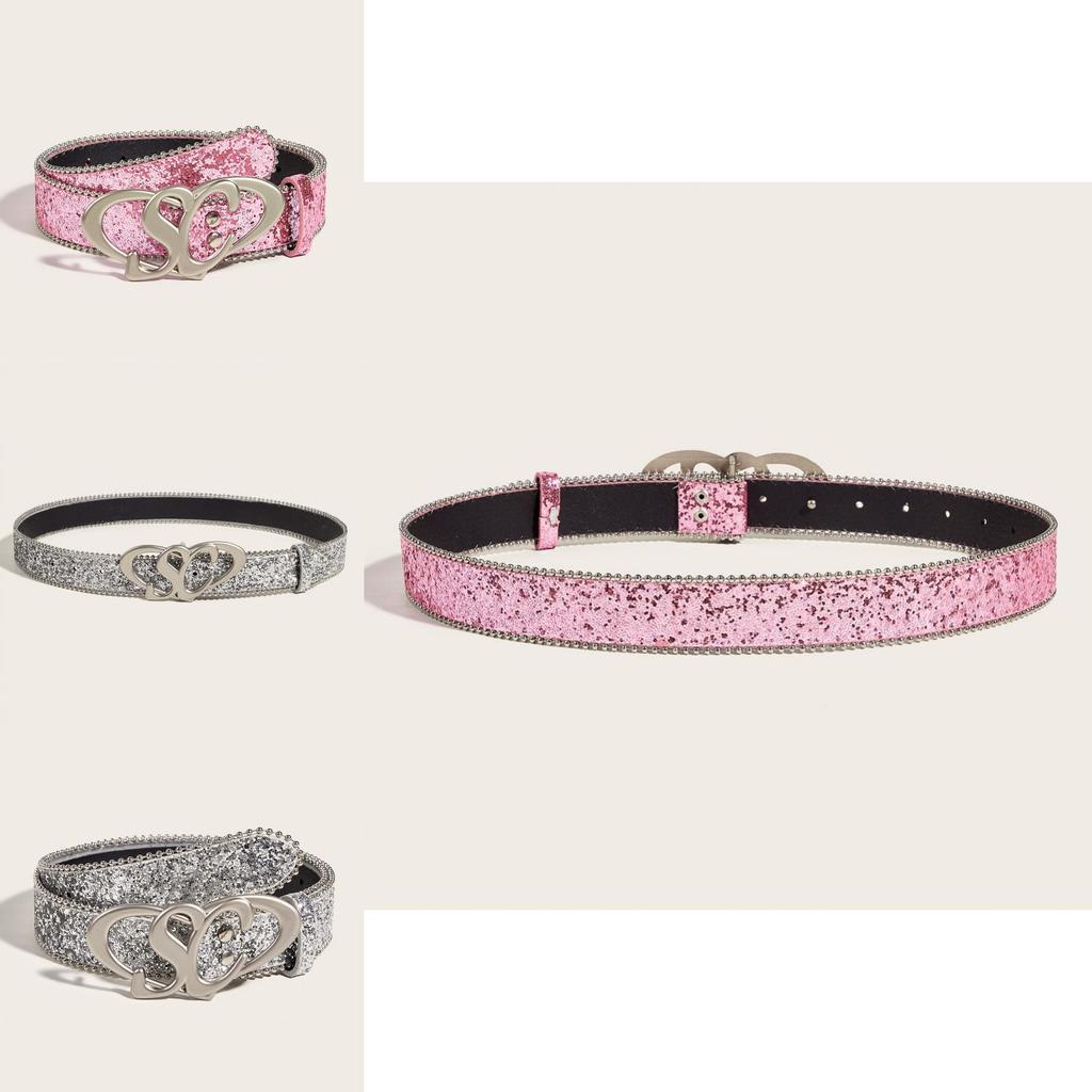 Fashionable Gold Glitter Belt Decorative Sequin Waistband Design