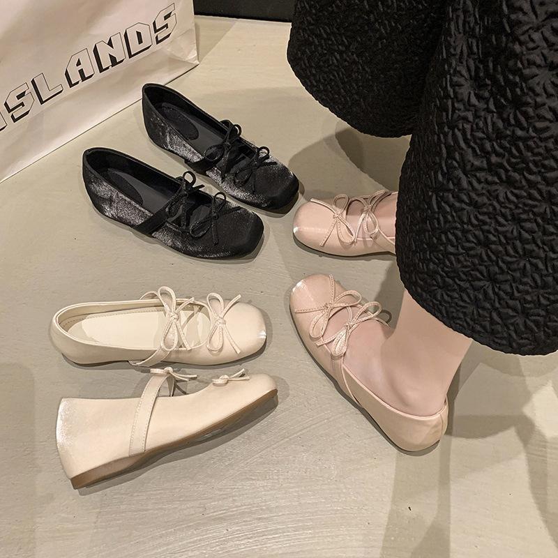 Women's inner height increase single shoes new French Mary Jane shoes gentle small 2025 spring and summer square head evening shoes ballet shoes