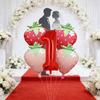 5pcs Red Pink Strawberry Balloons 32 Inch Number 1 Birthday Balloon Set 1st Celebrations Baby Shower Decoration Photo Props