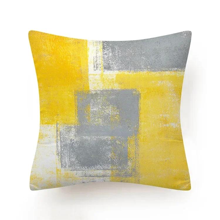 Abstract Oil Painting Geometry Cushion Cases Yellow Blue Green Modern Abstract Art Pillows Case Sofa Pillows,(2) 30x30cm