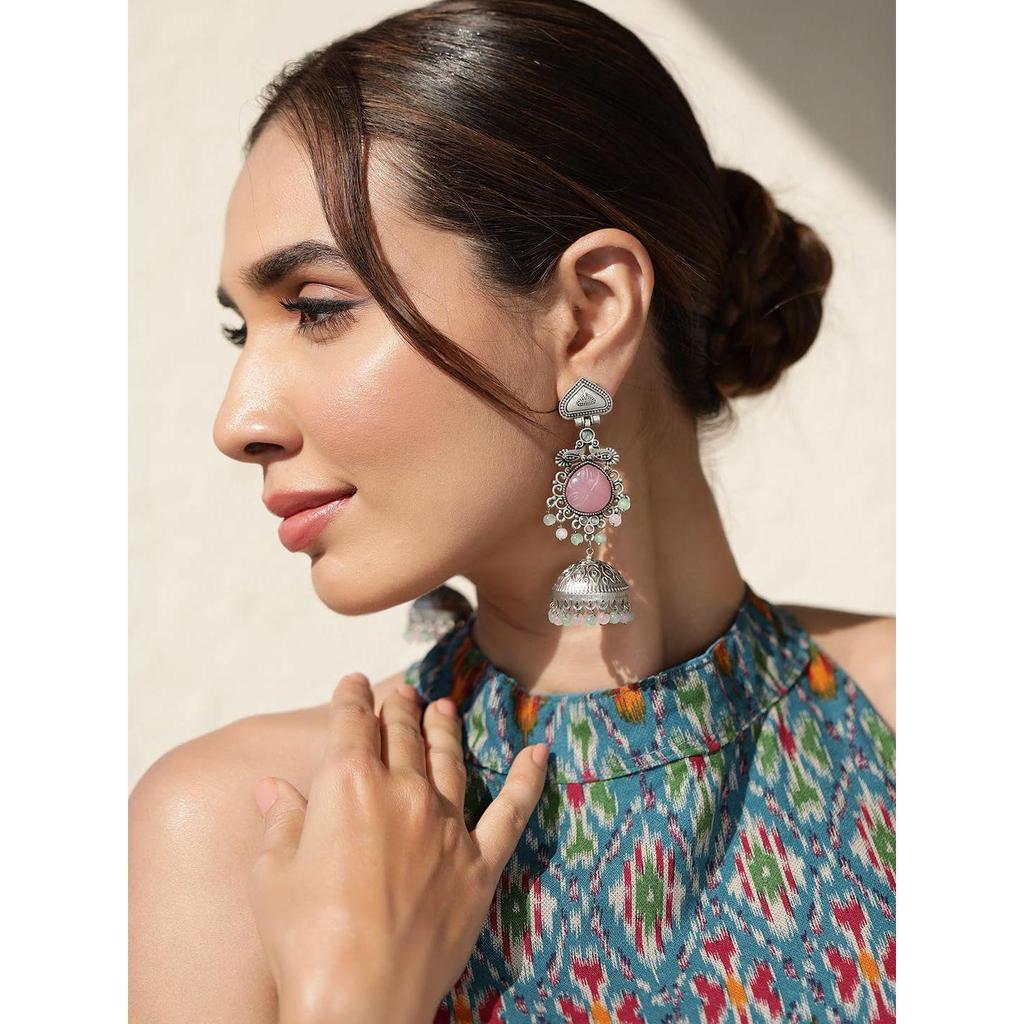 Oxidised Jhumka Earrings Stylish Boho Trendy Jewellery Gift for Women & Girls