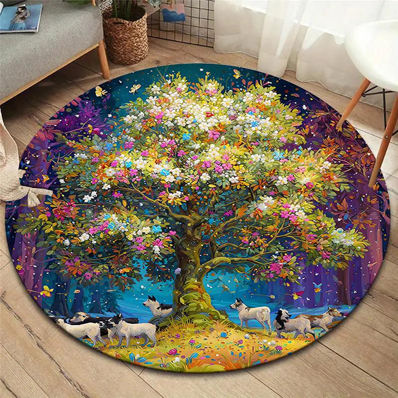 

Круглий килим Vortex Crossing Gate, Килимок для вітальні, спальні, біля дивана, дитячої кімнати, Нековзкий килимок для підлоги 80cmx80cm