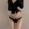 Seamless Ice Silk French Lace Thong - Sexy Thin Strap T-Panties for Women