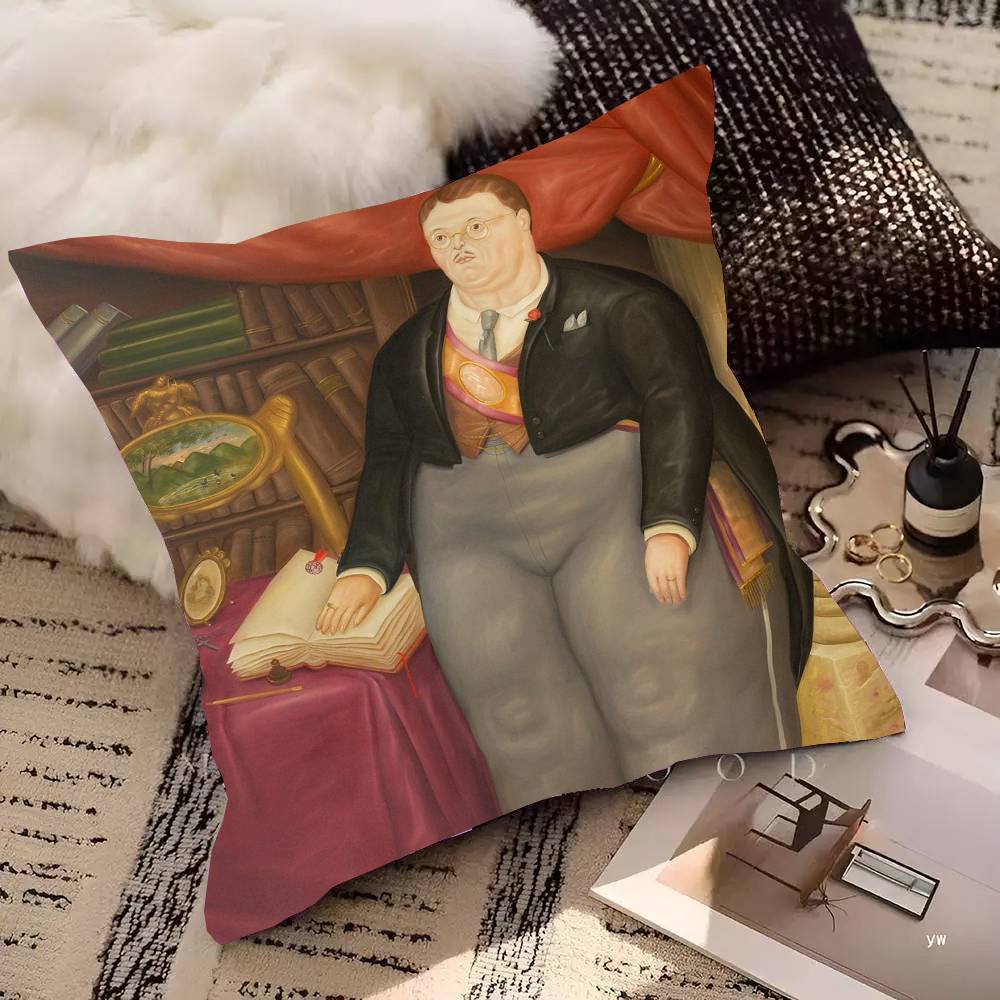 Fernando Mona Lisa Fat Character Art Pillow Case Fashion Square Pillowcase Bedroom Sofa Room Ins Decoration Leisure