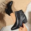 British High-heeled Martin Boots Plus Size Autumn Belt Buckle Side Zipper Thick-heeled Fashion Boots 43