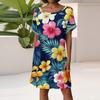 Women's Fashion Short Sleeve Dress With Pockets Floral Print Casual Beach Dress
