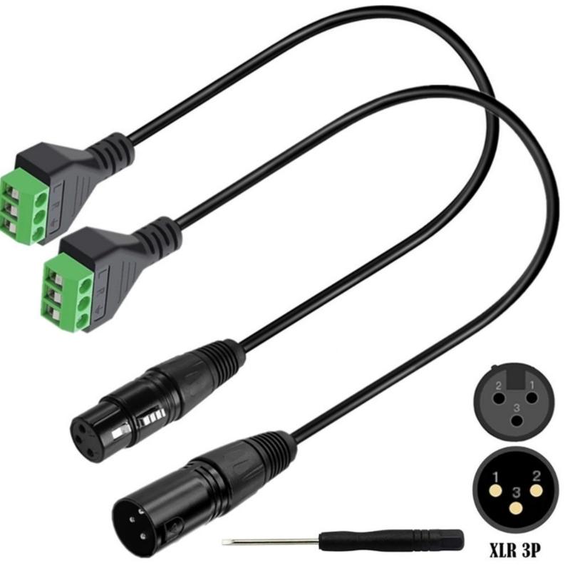Compact Portable XLR Cable XLR Connector to 3 Pin Screw Terminal Cable for Live Recording and Performances Enduring