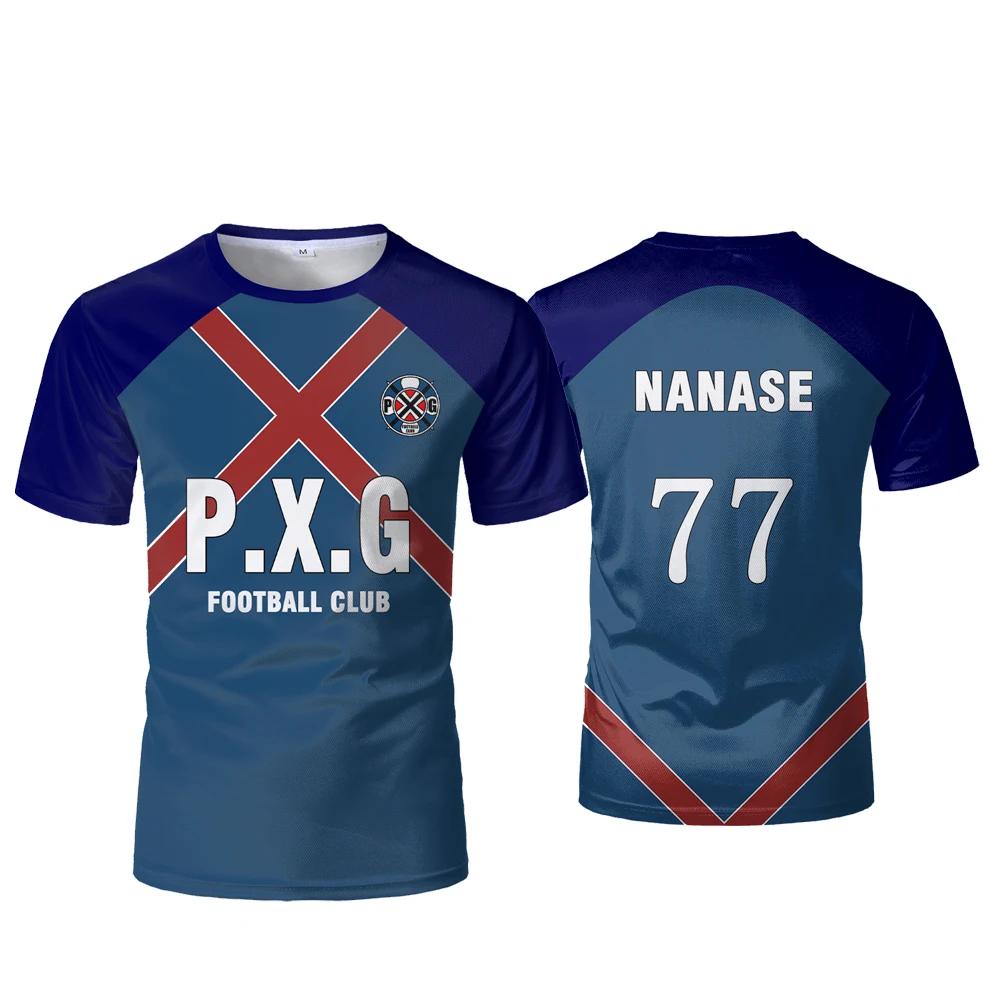 Japonské Anime Blue Lock PXG RIN Týmové Uniformy Dres Fotbalové Tričko Pět na Pět Cosplay Kostým Pánské Sportovní Topy s Kulatým Výstřihem