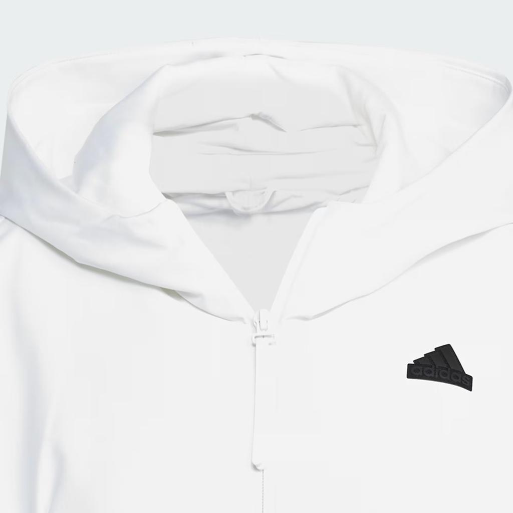 adidas ZNE. Gewebter Kapuzenpullover mit durchgehendem Reißverschluss und einfarbigem Logo Damenjacken Weiß IN9483
