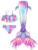 Mermaid Swimsuit 3-Piece Set for Girls: Tail, Top, Bikini - Available In S, M, L