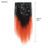Extensii de Păr cu Clips 7 Bucăți cu 16 Clipsuri Păr Scurt Drept Piese de Păr Culoare Ombre Negru Portocaliu