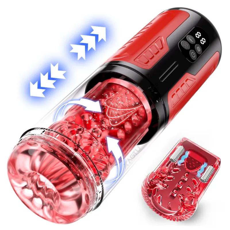 Thrusting Rotation Male Masturbator Automatic Masturbator Cup Tongue Licking Telescopic Blowjob Machine for Men Adult Sex Toys