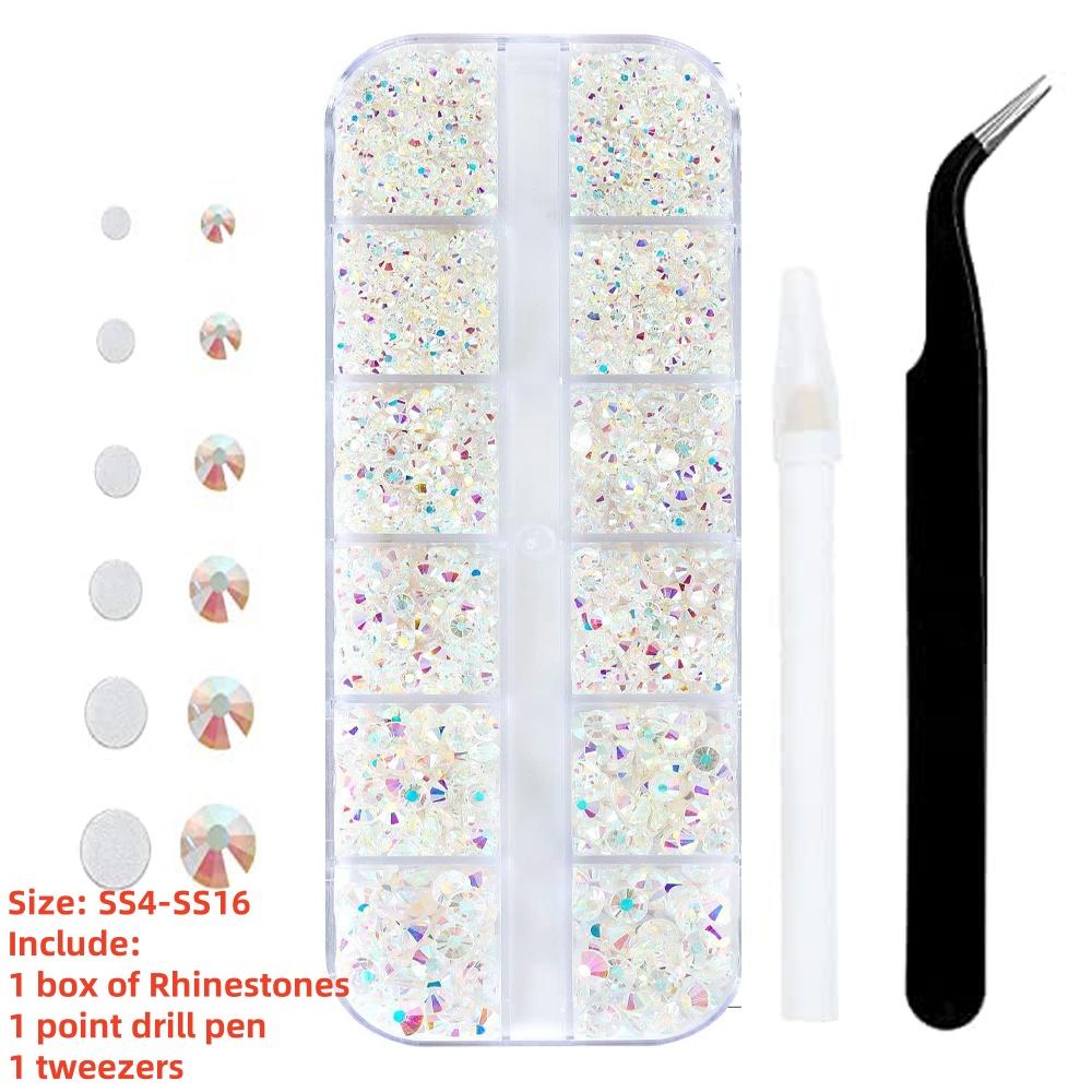 

1 коробка роскошных блестящих алмазных страз для дизайна ногтей, каменные стразы, стеклянные 3D-принадлежности для ногтей, ювелирные изделия AB/цветные украшения для маникюра с горячей фиксацией#
