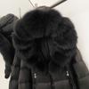 OFTBUY Hooded Thickened Warm Fluffy Puffer Jacket Women New Winter Real Fox Fur Top Clothing Natural Fur White Duck Down Coat
