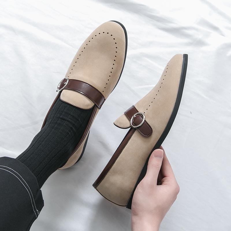 Fashion New Men's Comfortable Soft Bottom Pointed Lefu Shoes Spring Brand Men's Edge Button Matte Leather Breathable Flat Bean Shoes