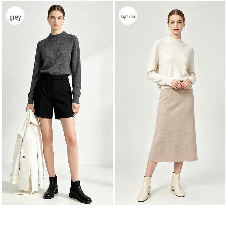 Xin Ge Women's Lambswool Cashmere Pullover: Skin-friendly, Temperature-locking Knitwear for Autumn.