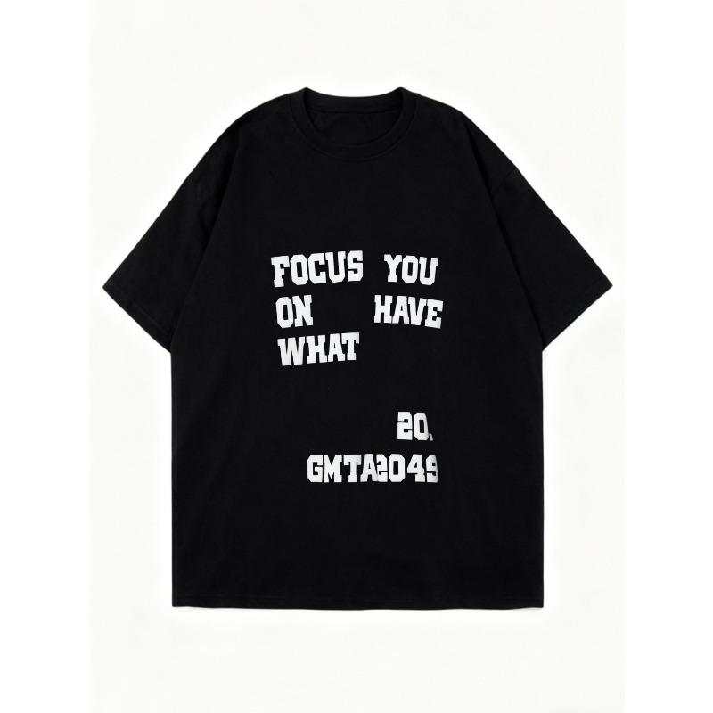 Oversized T Shirt Black Focus You On What You Have 20 GMTA2049 Print Casual Streetwear Fashion Women Top